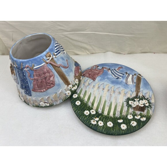 Yankee Candle Laundry Day Jar Topper Shade Plate & Home Sweet Home Candle 14.5oz - Picture 3 of 11